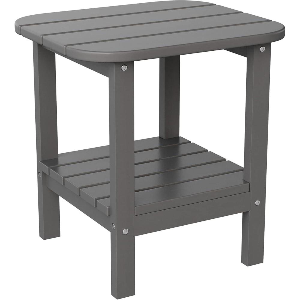 imageFlash Furniture Newport 2Tier Adirondack Side Table Recycled HDPE AllWeather Materials IndoorOutdoor RedGrey