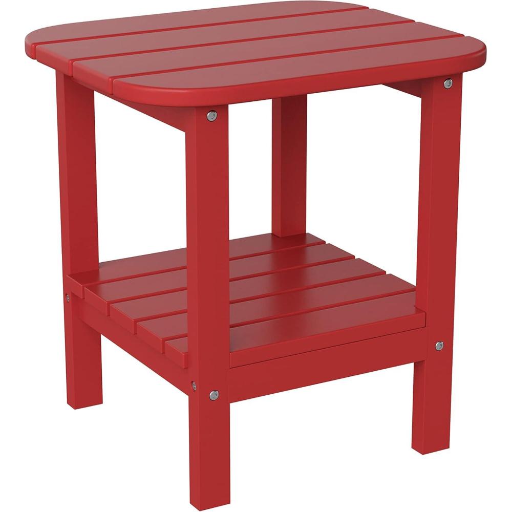 imageFlash Furniture Newport 2Tier Adirondack Side Table Recycled HDPE AllWeather Materials IndoorOutdoor RedRed