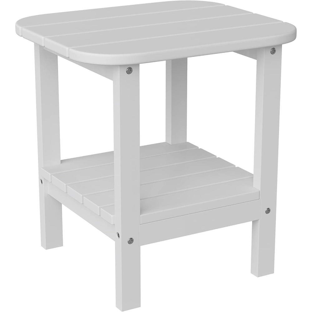 imageFlash Furniture Newport 2Tier Adirondack Side Table  Recycled HDPE AllWeather Materials  IndoorOutdoor  RedWhite