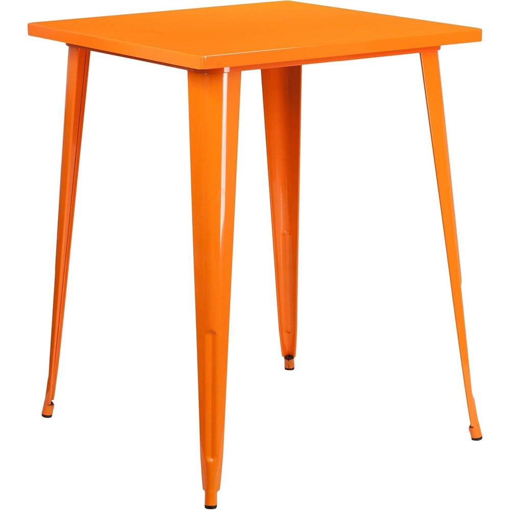imageFlash Furniture Nolan Commercial Grade 315quot Square Silver Metal IndoorOutdoor Bar Height TableOrange