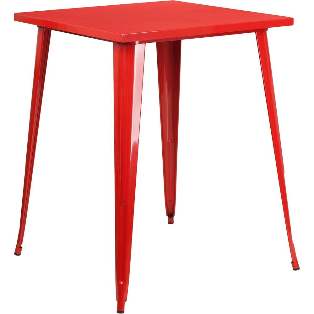 imageFlash Furniture Nolan Commercial Grade 315quot Square Silver Metal IndoorOutdoor Bar Height TableRed