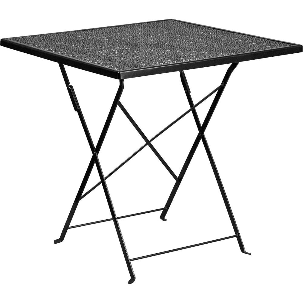 imageFlash Furniture Oia Commercial Grade 28quot Square Black IndoorOutdoor Steel Folding Patio TableBlack