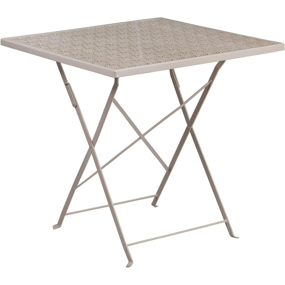 imageFlash Furniture Oia Commercial Grade 28quot Square Black IndoorOutdoor Steel Folding Patio TableLight Gray