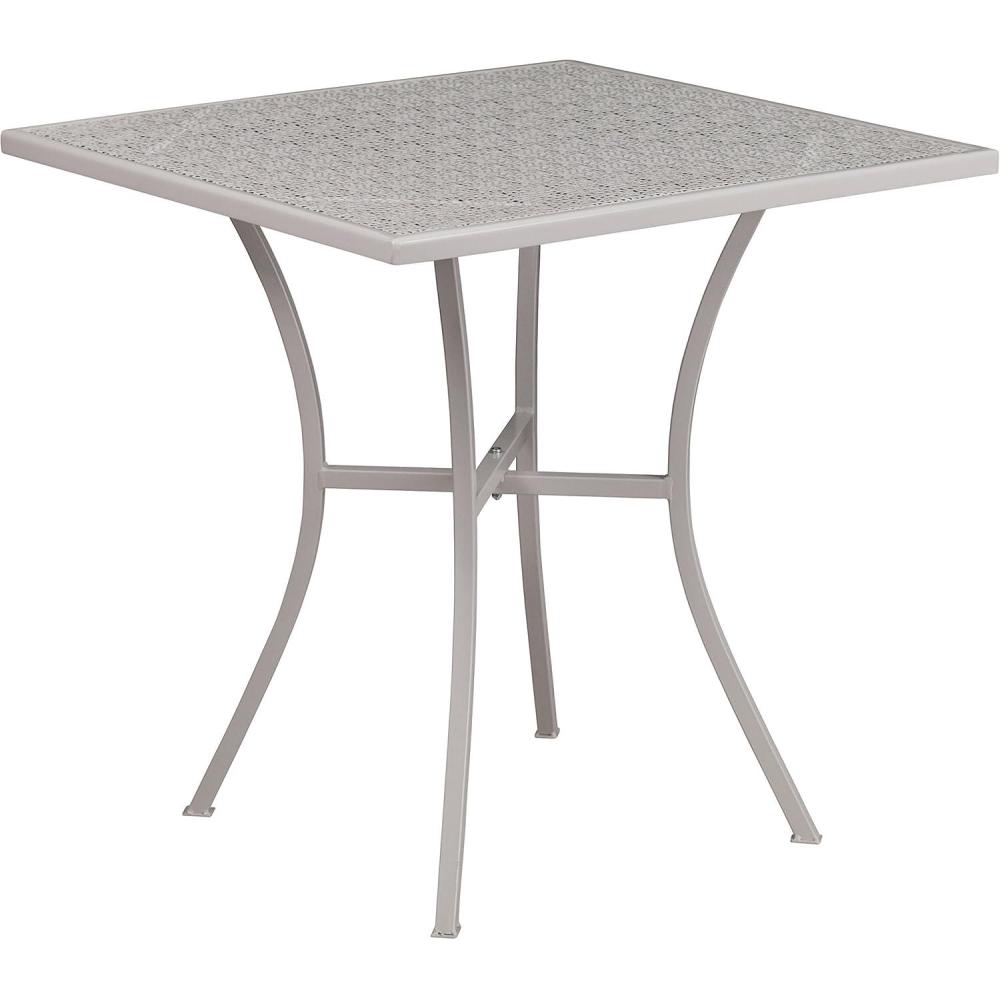 imageFlash Furniture Oia Commercial Grade 355quot Square Black IndoorOutdoor Steel Patio Table with Umbrella HoleLight Gray