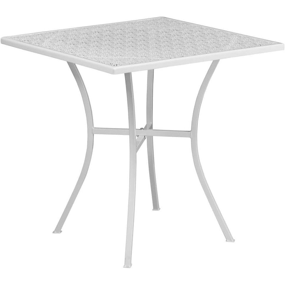 imageFlash Furniture Oia Commercial Grade 355quot Square Black IndoorOutdoor Steel Patio Table with Umbrella HoleWhite