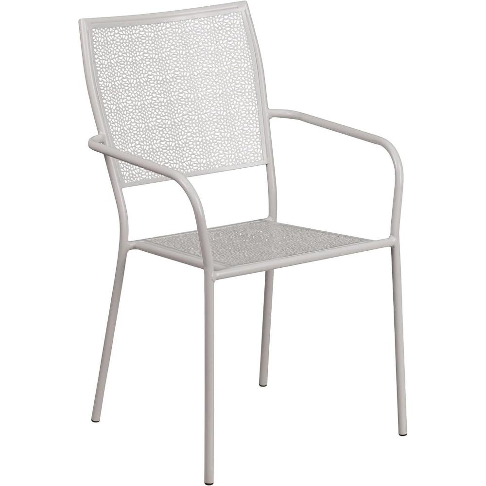 imageFlash Furniture Oia Commercial Grade 5 Pack Black IndoorOutdoor Steel Patio Arm Chair with Square BackLight Gray