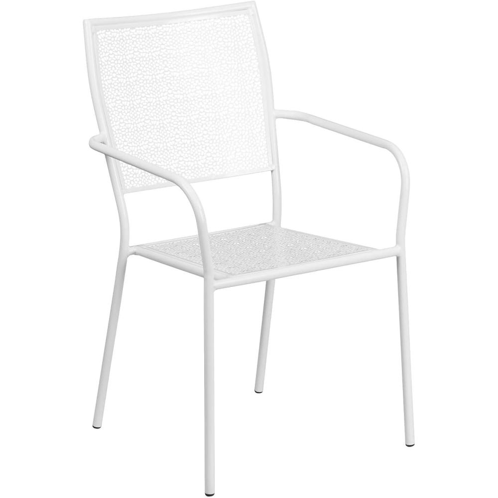imageFlash Furniture Oia Commercial Grade 5 Pack Black IndoorOutdoor Steel Patio Arm Chair with Square BackWhite
