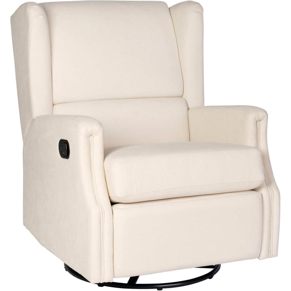 imageFlash Furniture Omma Swivel Glider Rocking Recliner Manual Wingback Recliner with 360 Degree Swivel for Living Room Bedroom or Nursery Upholstered CreamCream