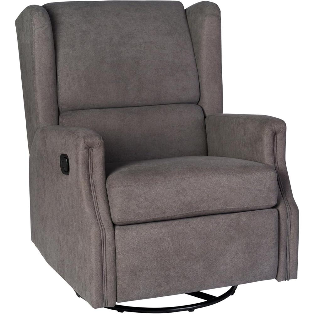 imageFlash Furniture Omma Swivel Glider Rocking Recliner Manual Wingback Recliner with 360 Degree Swivel for Living Room Bedroom or Nursery Upholstered CreamDark Gray