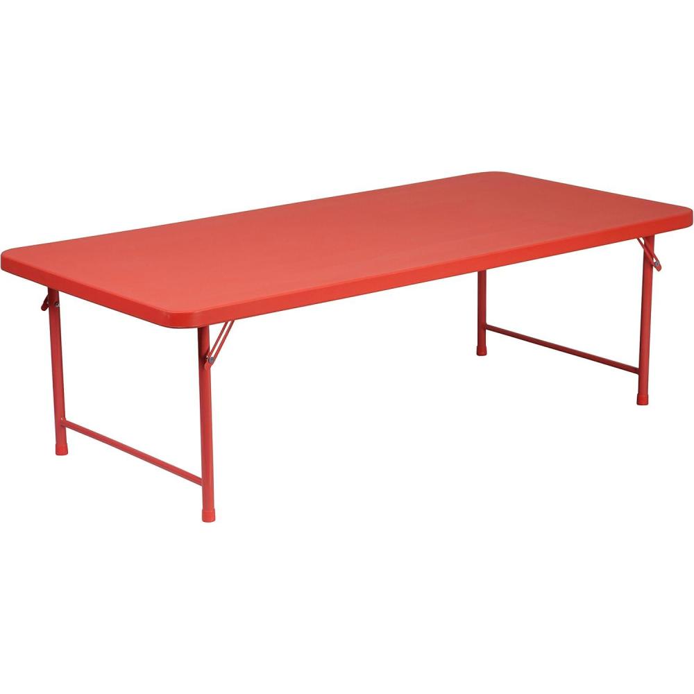 imageFlash Furniture Paige 493 Classroom Activity Table for School and Home HeavyDuty Rectangular Plastic Activity Table for Kids WhiteRed