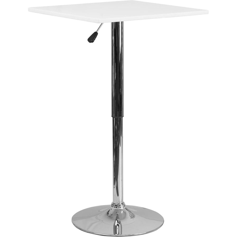 imageFlash Furniture Pearl 2375 Square Adjustable Height White Wood Swivel Top Table Adjustable Range 33 405White