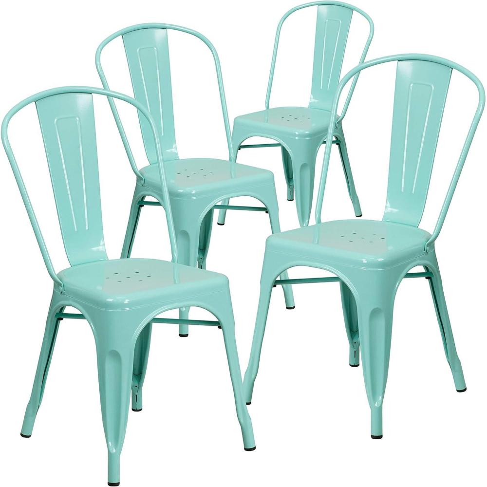 imageFlash Furniture Perry Commercial Grade BlackAntique Gold Metal IndoorOutdoor Stackable ChairMint Green