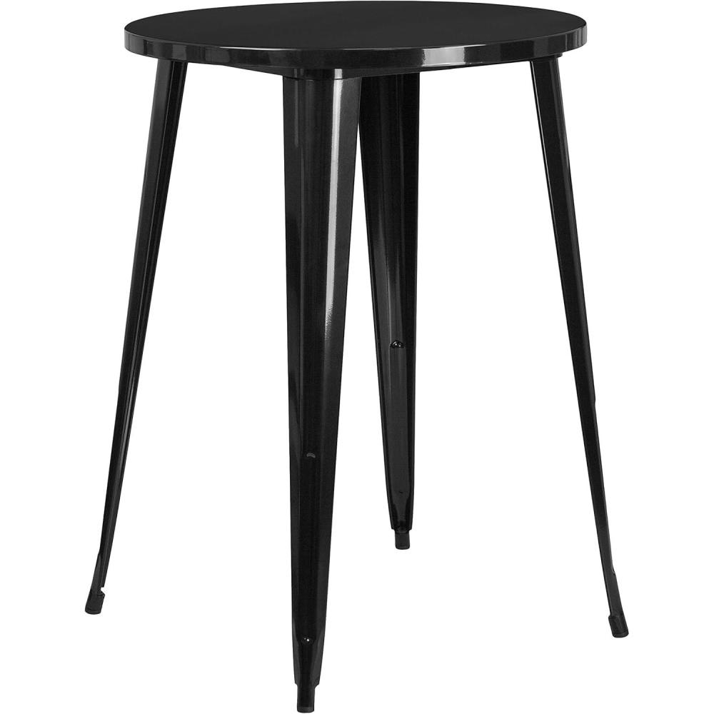 imageFlash Furniture Philip Commercial Grade 30quot Round Black Metal IndoorOutdoor Bar Height TableBlack