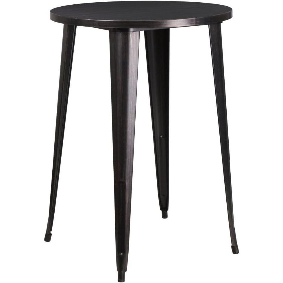 imageFlash Furniture Philip Commercial Grade 30quot Round Black Metal IndoorOutdoor Bar Height TableBlackantique Gold