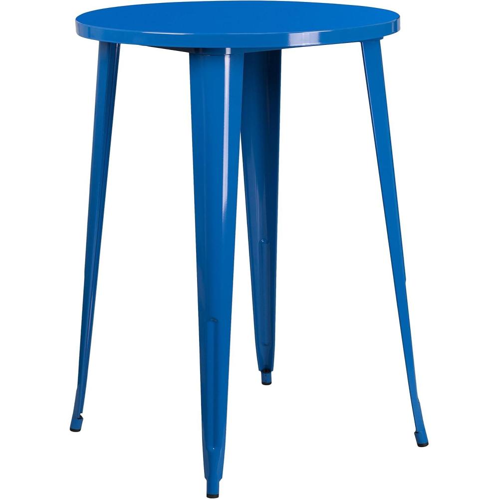 imageFlash Furniture Philip Commercial Grade 30quot Round Black Metal IndoorOutdoor Bar Height TableBlue