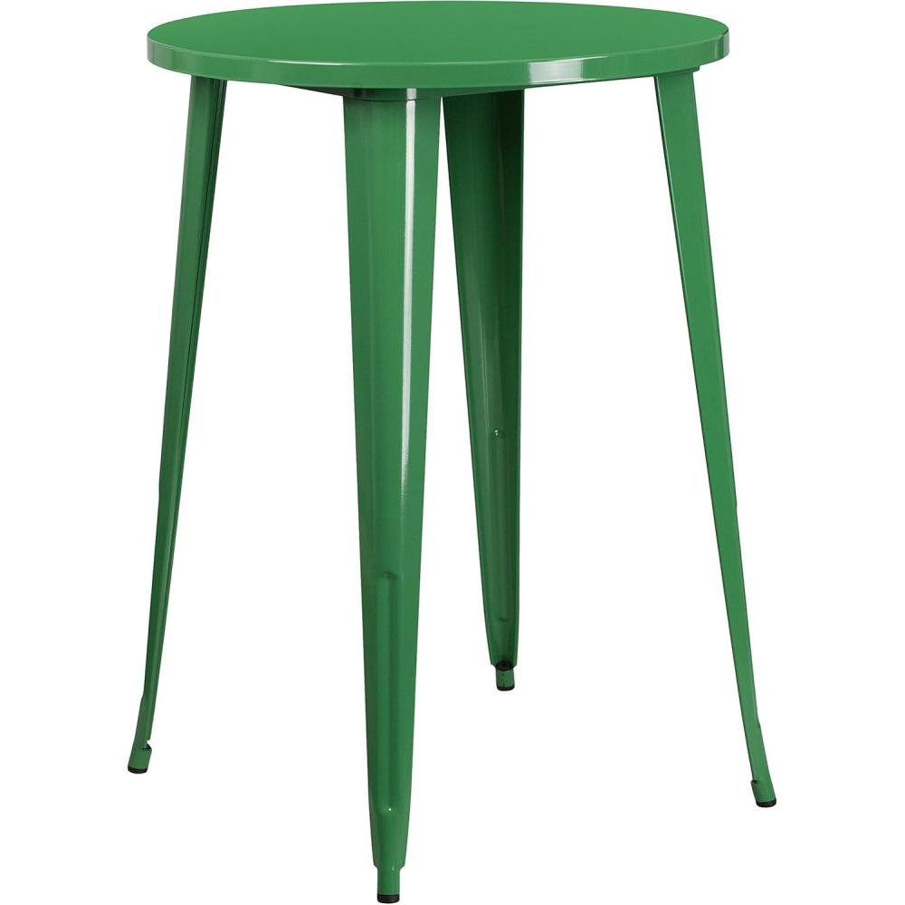 imageFlash Furniture Philip Commercial Grade 30quot Round Black Metal IndoorOutdoor Bar Height TableGreen