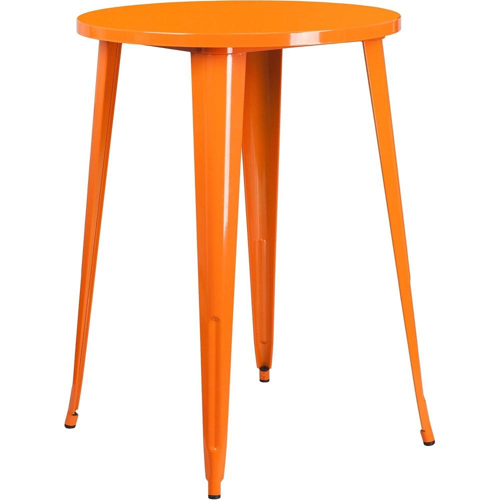 imageFlash Furniture Philip Commercial Grade 30quot Round Black Metal IndoorOutdoor Bar Height TableOrange
