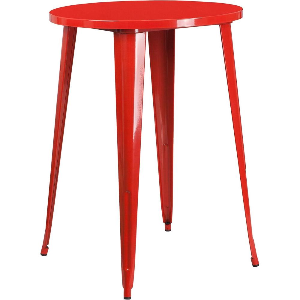 imageFlash Furniture Philip Commercial Grade 30quot Round Black Metal IndoorOutdoor Bar Height TableRed