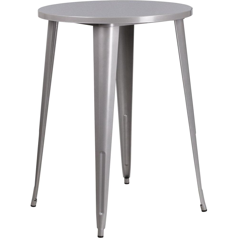 imageFlash Furniture Philip Commercial Grade 30quot Round Black Metal IndoorOutdoor Bar Height TableSilver