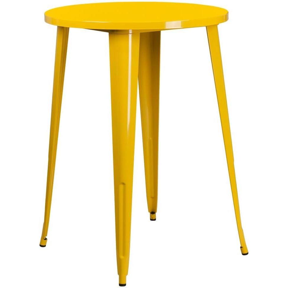 imageFlash Furniture Philip Commercial Grade 30quot Round Black Metal IndoorOutdoor Bar Height TableYellow