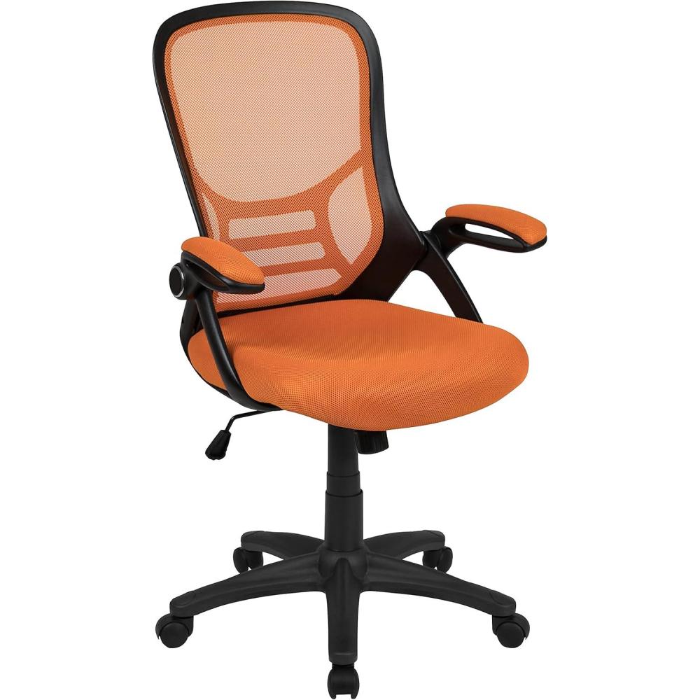 imageFlash Furniture Porter High Back Black Mesh Ergonomic Swivel Office Chair with Black Frame and Flipup ArmsOrange
