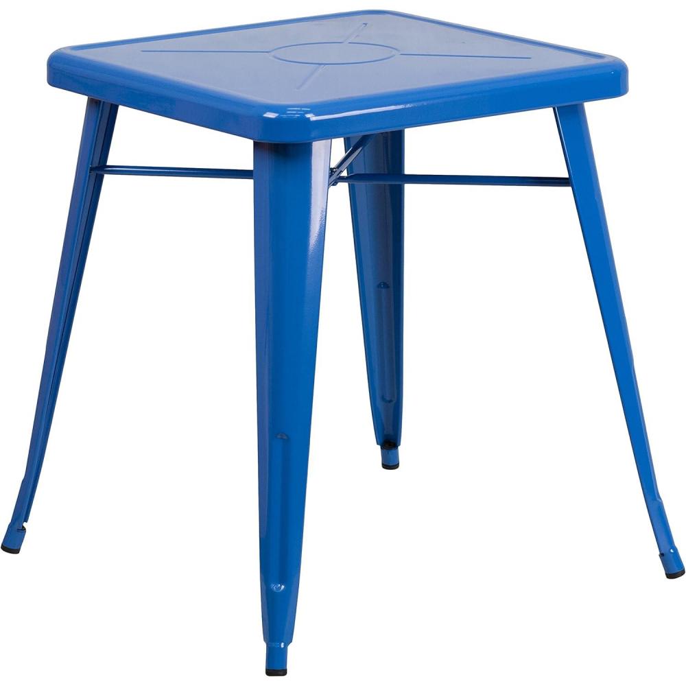 imageFlash Furniture Prince Commercial Grade 2375quot Square White Metal IndoorOutdoor TableBlue