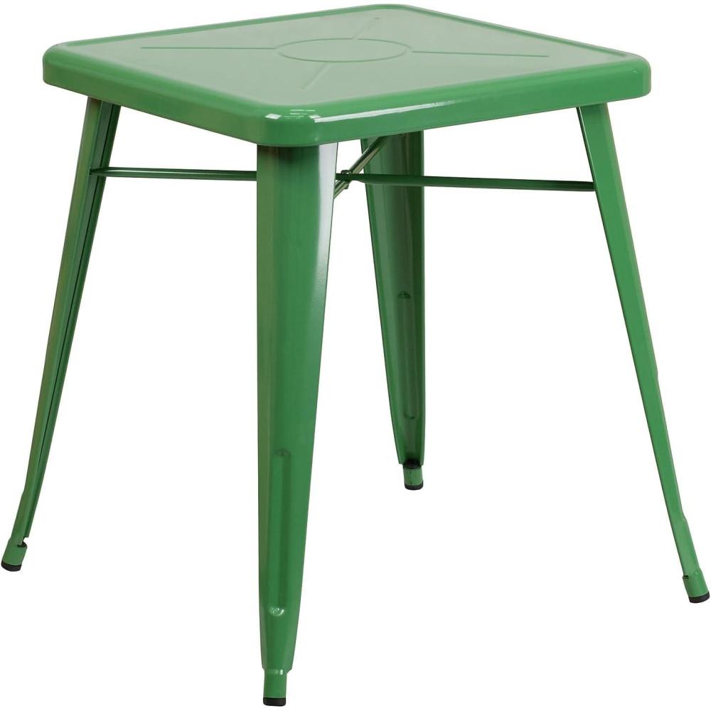 imageFlash Furniture Prince Commercial Grade 2375quot Square White Metal IndoorOutdoor TableGreen