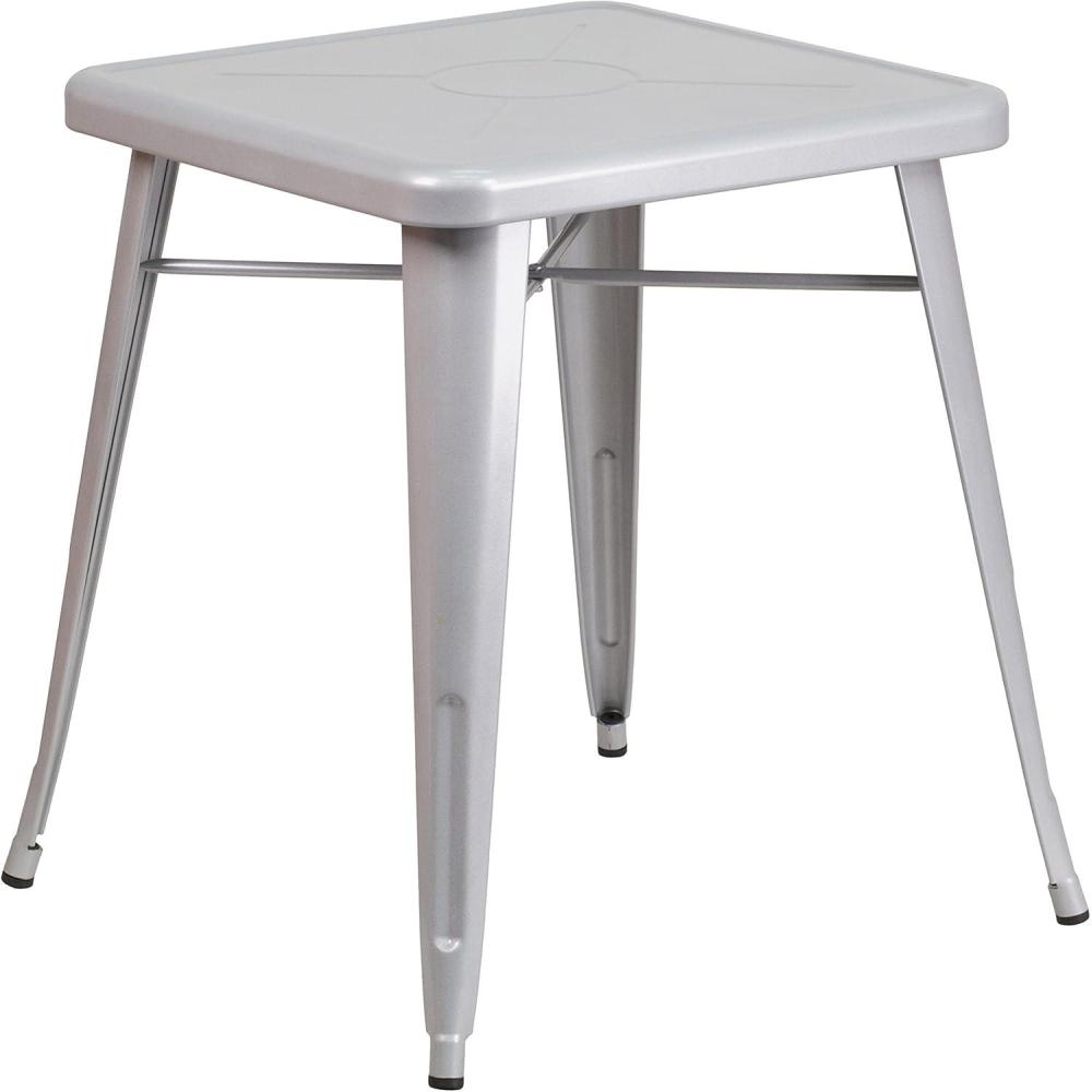 imageFlash Furniture Prince Commercial Grade 2375quot Square White Metal IndoorOutdoor TableSilver