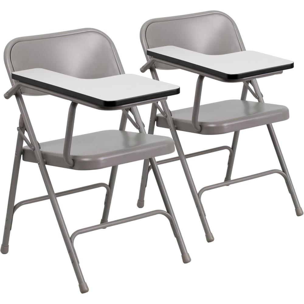 imageFlash Furniture Ralph Premium Steel Folding Chair with Right Handed Tablet ArmSet of 2