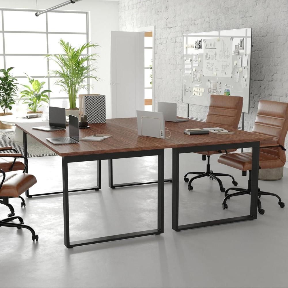 imageFlash Furniture Redmond Conference Table with UFrame Base Commercial Water and Scratch Resistant Laminate Finish PVC Edge Heavy Duty Steel Frame 72x36 WalnutWalnut