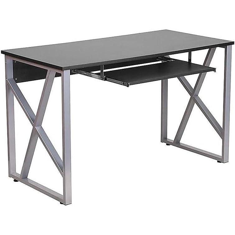 imageFlash Furniture Salvador Black Computer Desk with PullOut Keyboard Tray and CrossBrace Frame