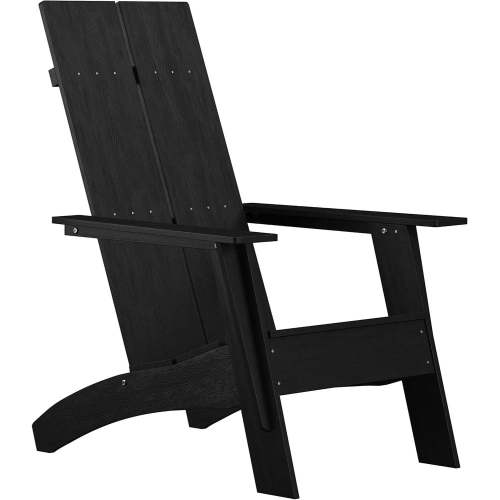imageFlash Furniture Sawyer Modern Commercial 2Slat Back Adirondack Chair Navy Blue Commercial AllWeather Poly Resin Lounge ChairBlack