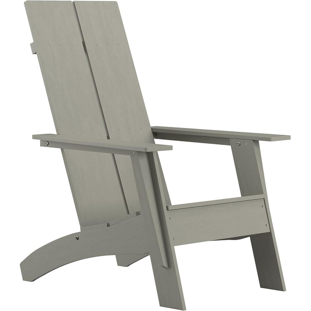 imageFlash Furniture Sawyer Modern Commercial 2Slat Back Adirondack Chair Navy Blue Commercial AllWeather Poly Resin Lounge ChairGrey