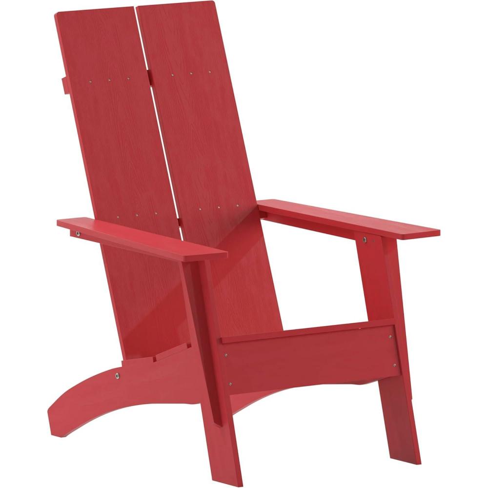imageFlash Furniture Sawyer Modern Commercial 2Slat Back Adirondack Chair Navy Blue Commercial AllWeather Poly Resin Lounge ChairRed