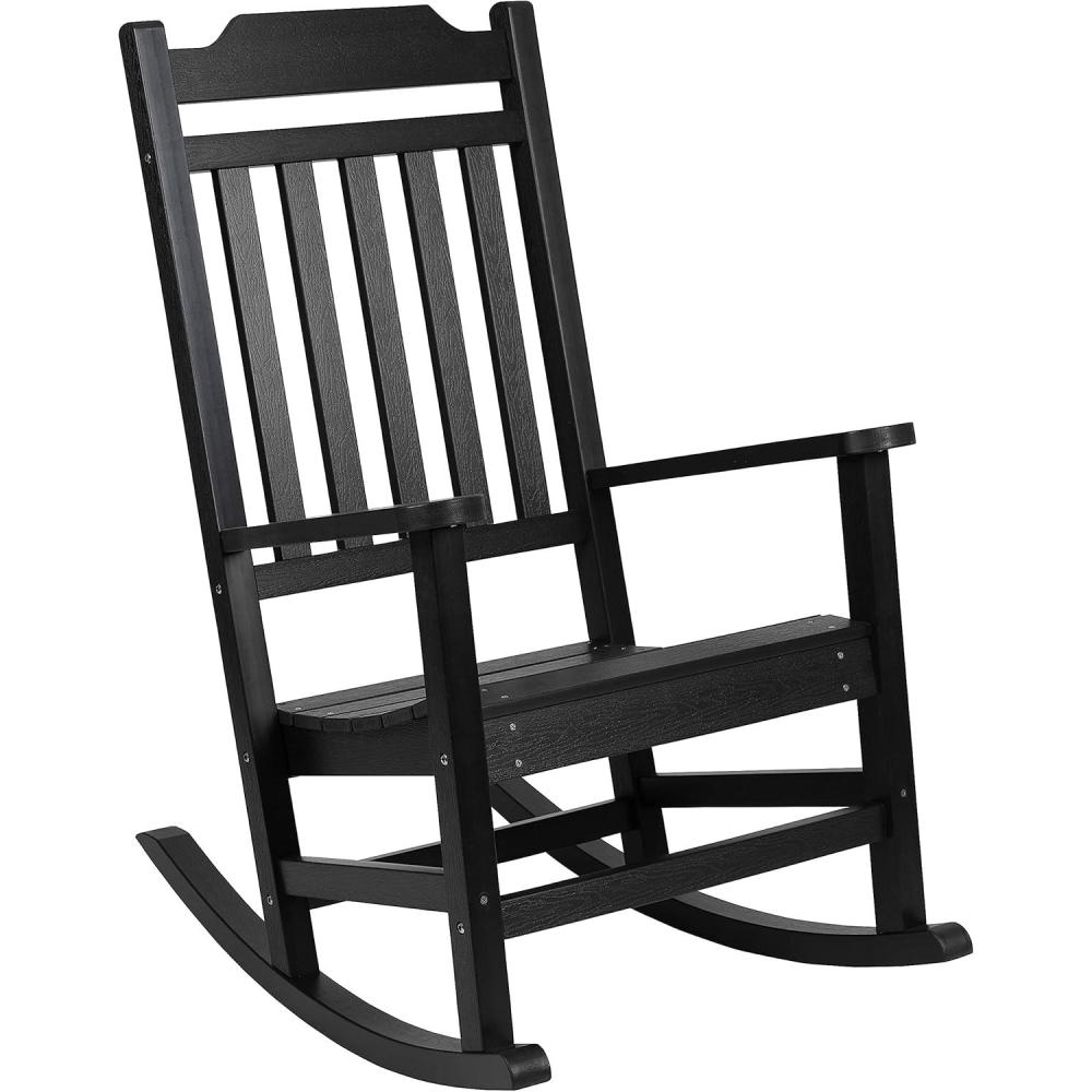 imageFlash Furniture Set of 2 Winston AllWeather Rocking Chair in Red Faux WoodBlack