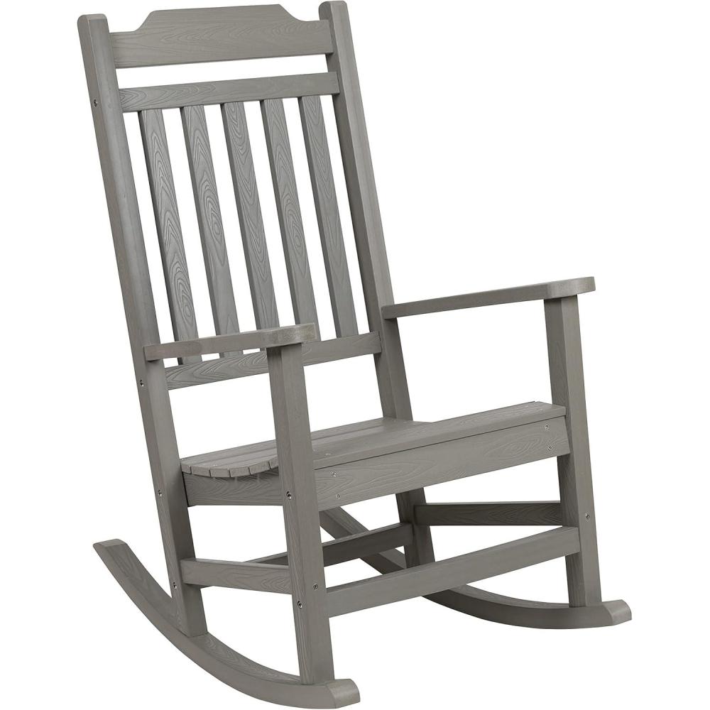 imageFlash Furniture Set of 2 Winston AllWeather Rocking Chair in Red Faux WoodGrey