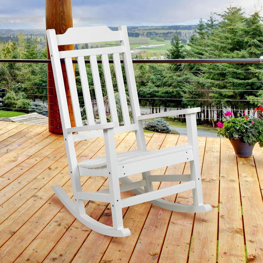 imageFlash Furniture Set of 2 Winston AllWeather Rocking Chair in Red Faux WoodWhite