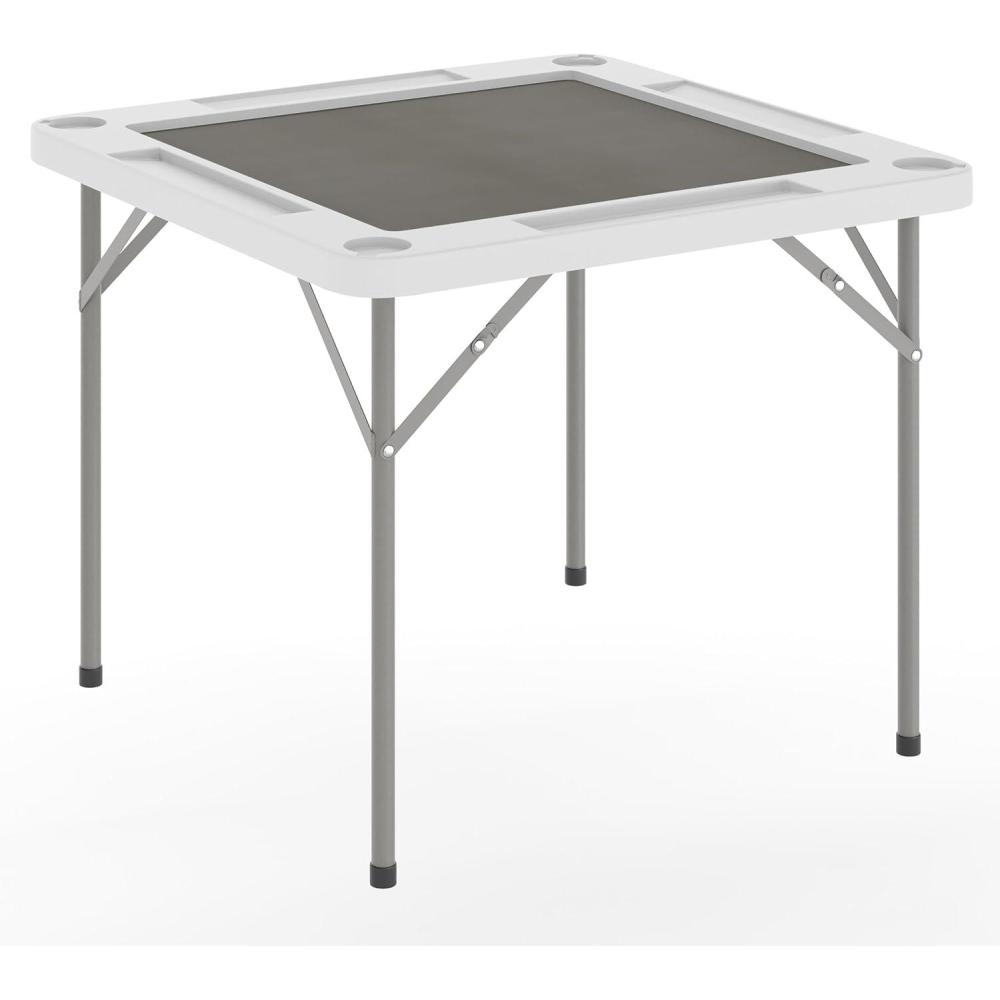 imageFlash Furniture Silas 345quot Square Folding Card Table with Felt Green Surface and Cup Holders Portable Folding Game Table for 4 Players WhiteGreenWhite TopGray Felt Surface
