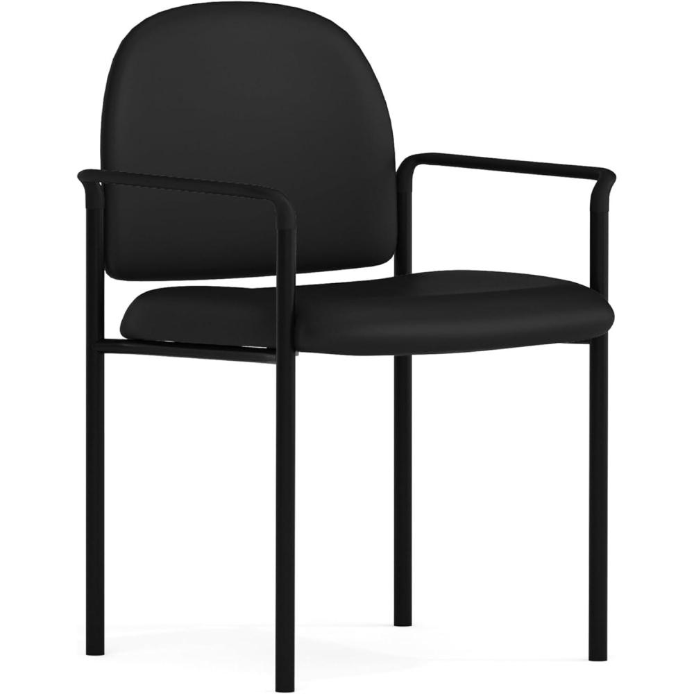 imageFlash Furniture Tiffany Side Reception Chair with Armrests Stackable Vinyl Waiting Room Chair for Commercial or Residential Use NavyBlack Vinyl
