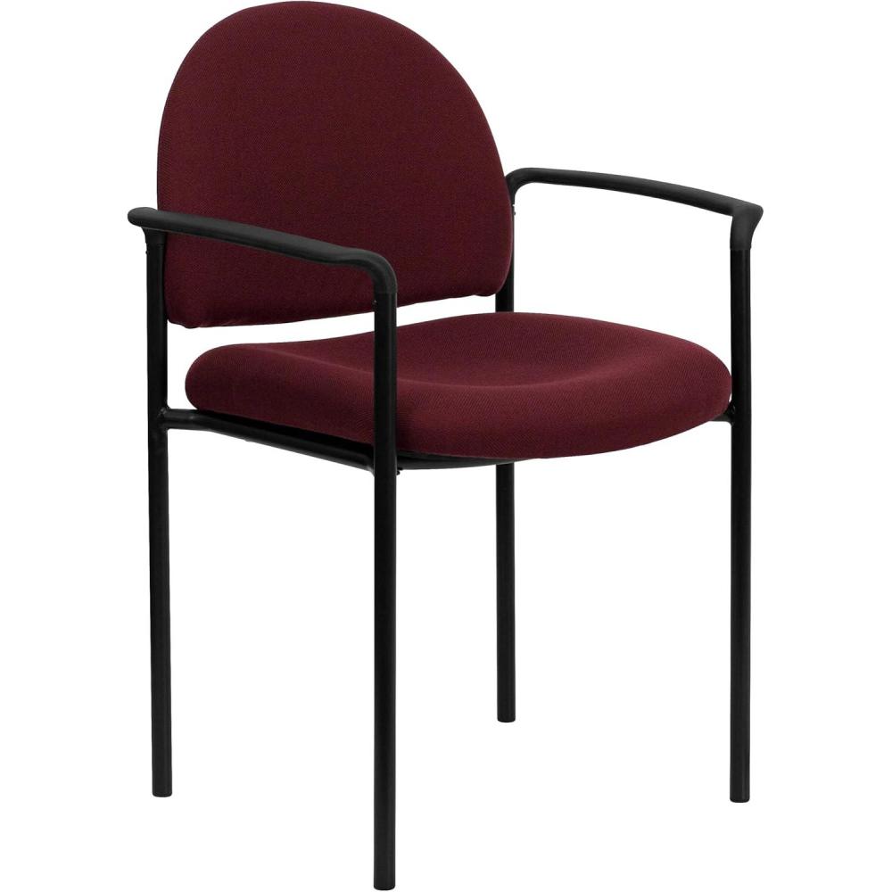 imageFlash Furniture Tiffany Side Reception Chair with Armrests Stackable Vinyl Waiting Room Chair for Commercial or Residential Use NavyBurgundy Fabric