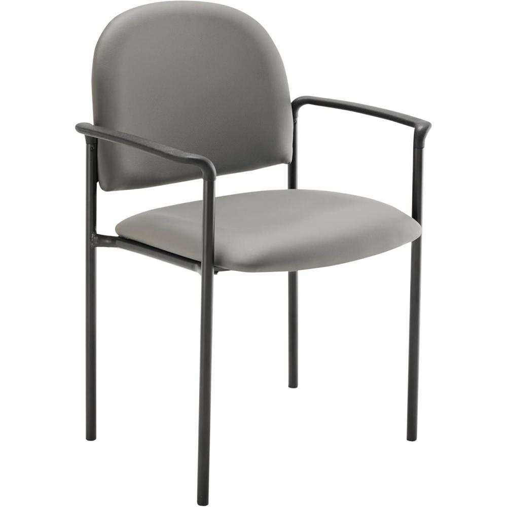 imageFlash Furniture Tiffany Side Reception Chair with Armrests Stackable Vinyl Waiting Room Chair for Commercial or Residential Use NavyGray Vinyl