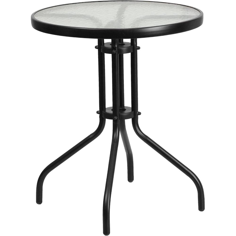 imageFlash Furniture Tory 315quot x 55quot Rectangular Tempered Glass Metal Patio Table with Umbrella Hole Modern Rippled Glass Outdoor Dining Table BlackClear