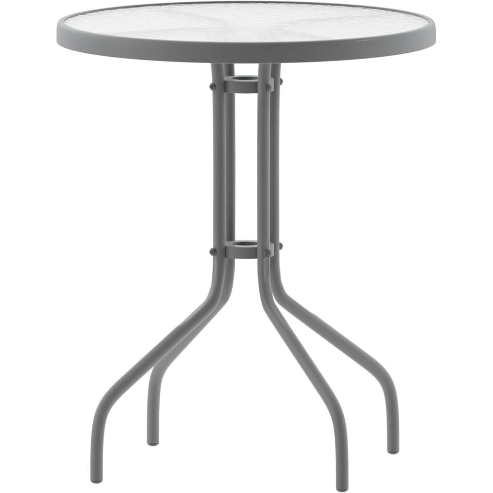 imageFlash Furniture Tory 315quot x 55quot Rectangular Tempered Glass Metal Patio Table with Umbrella Hole Modern Rippled Glass Outdoor Dining Table BlackClear TopSilver Frame