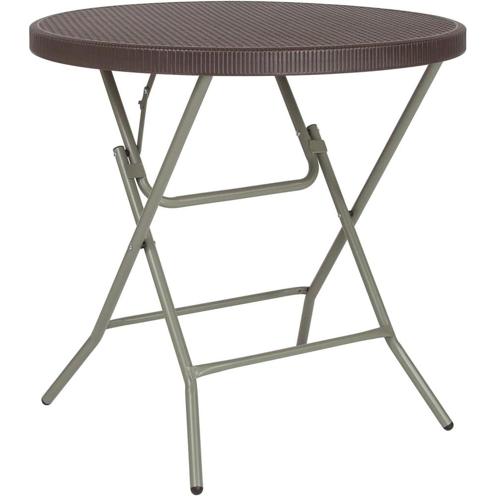 imageFlash Furniture Trellis Commercial Grade 26Foot Round Brown Rattan Plastic Folding Table
