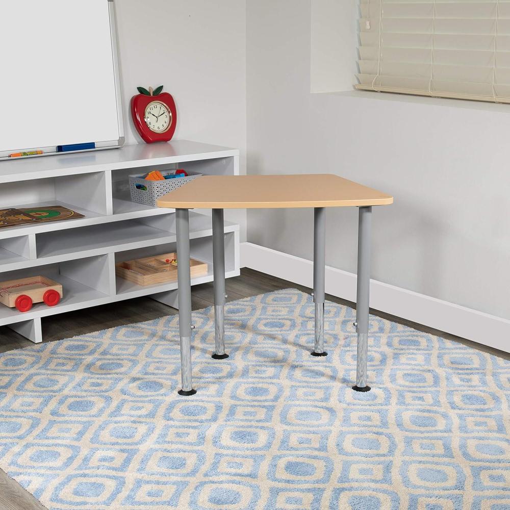 imageFlash Furniture Triangular Natural Collaborative Student Desk Adjustable from 223quot to 34quot Home and ClassroomHexagon