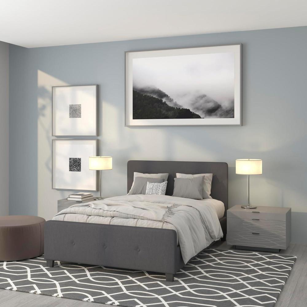imageFlash Furniture Tribeca Full Size Tufted Upholstered Platform Bed in Black FabricDark Gray
