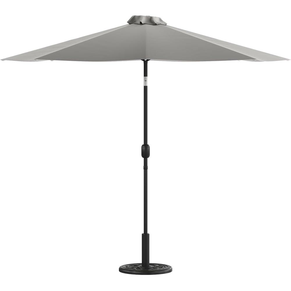 imageFlash Furniture Universal Black Cement Patio Umbrella Base with Weatherproof Plastic Polymer Coating 1925quot DiameterGray