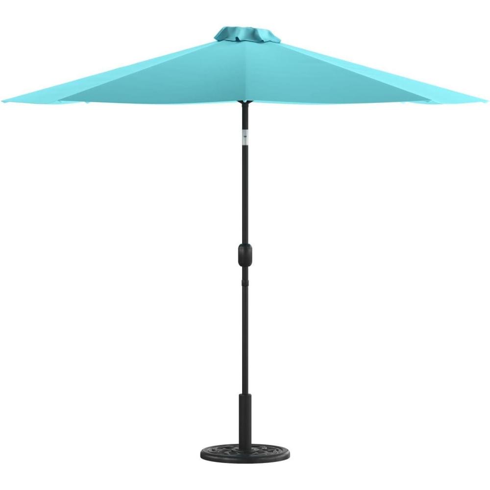 imageFlash Furniture Universal Black Cement Patio Umbrella Base with Weatherproof Plastic Polymer Coating  1925quot DiameterTeal