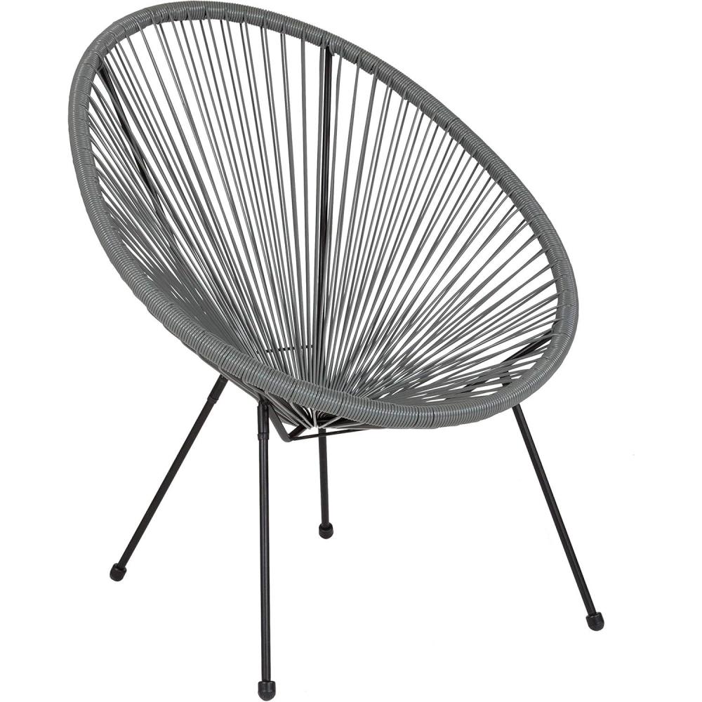 imageFlash Furniture Valencia Oval Comfort Series Take Ten White Papasan Lounge ChairGrey