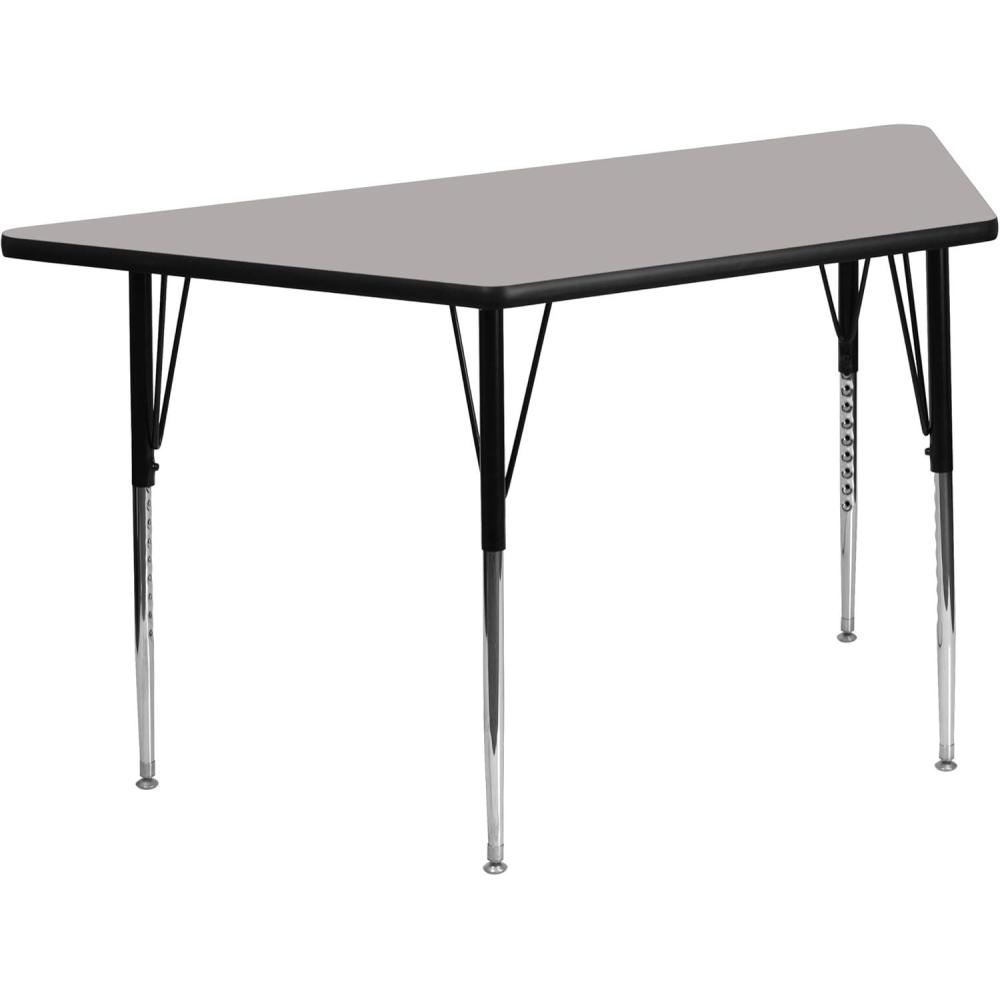 imageFlash Furniture Wren 225W x 45L Trapezoid Grey HP Laminate Activity Table Standard Height Adjustable LegsGrey